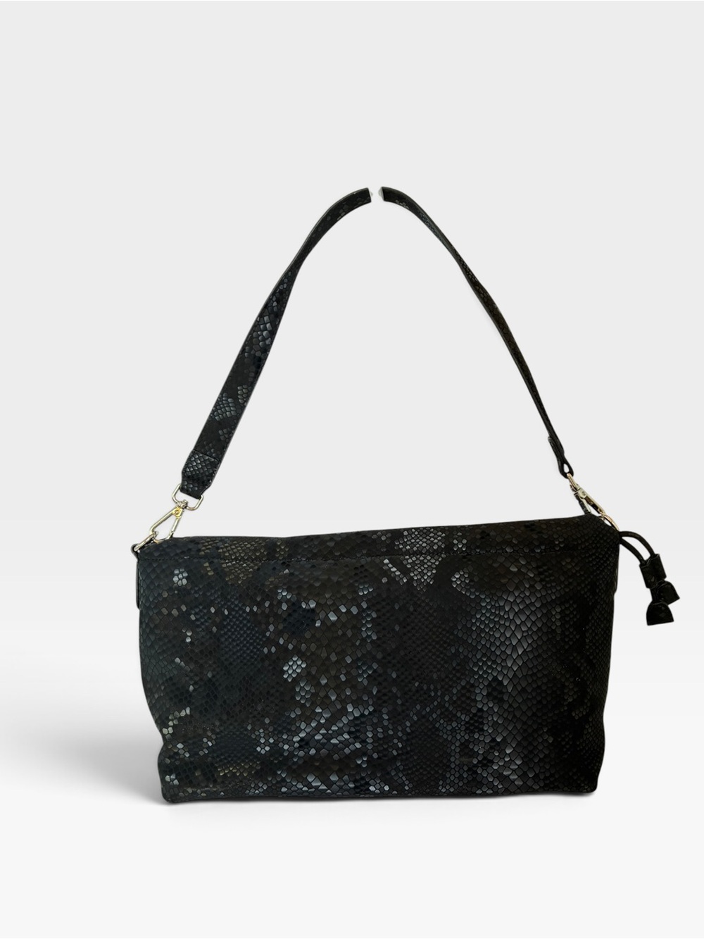 Black Snake-Embossed Shoulder Bag - Unbranded - Picture 2 of 6